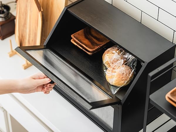 2025購入　ブレッドケース　BLACK Amazon.co.jp: 【 完成品 】 ブレッドケース ブラック 約W40×D34