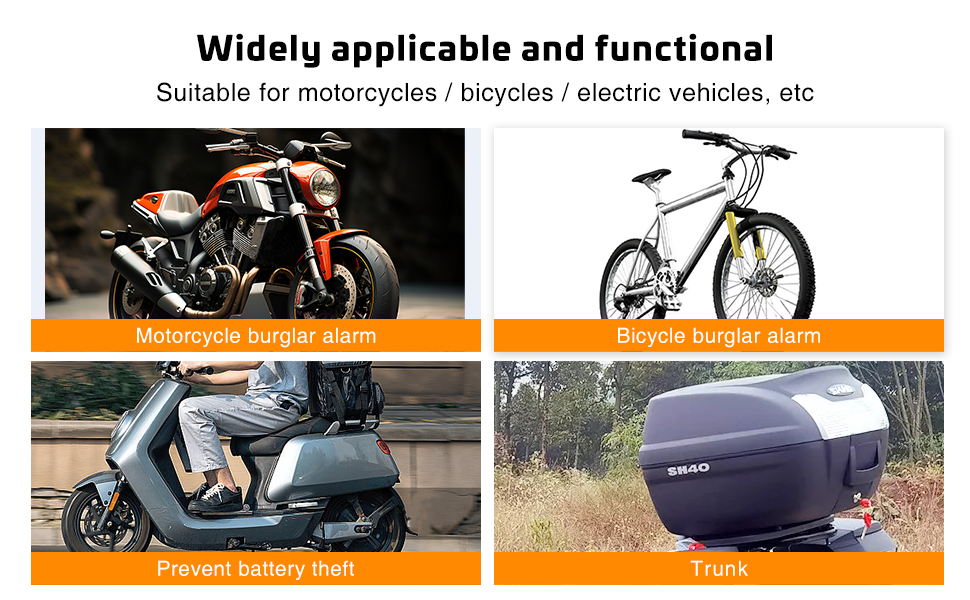 110dB Loud Anti Theft Vibration Sensor Alarm Systems for Electric Bike Motorcycle Golf Car Trailer 
