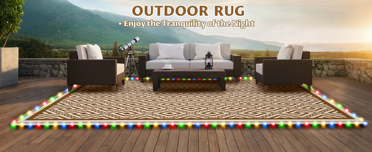 Outdoor Rug with Lights 8x10ft