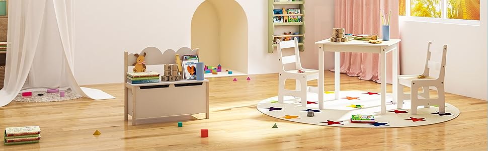 WOLTU Cassapanca In Legno. Contenitore Per Bambini. Baule Portagiochi Mobile 18 1