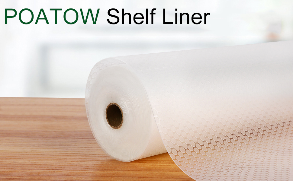 POATOW 18×197" Plastic Shelf Liner,Non Adhesive Liner,NonSlip Shelf Liner Clear