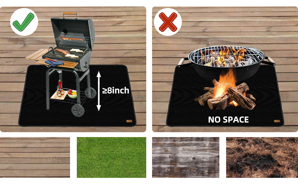 GERTSOUND Large Fire Pit Mat 60 x 42 inches Under Grill Mat, Fireproof Mat for