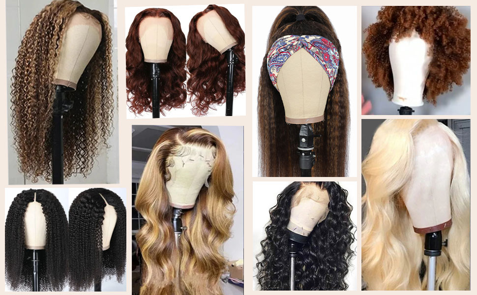 22 inch Wig Head, Wig Stand Tripod with Head, Canvas Block