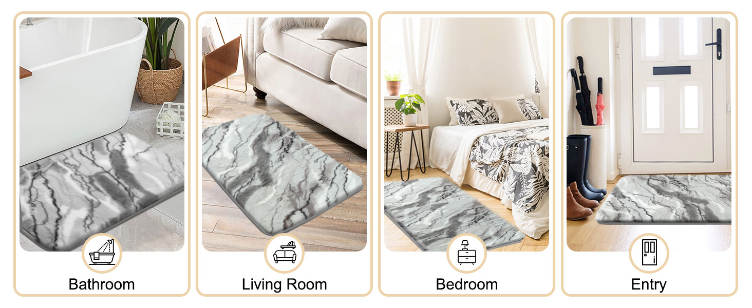 McEu Bathroom Mat Sets 3 Piece, Bath Mat and Toilet Mat Set Non Slip