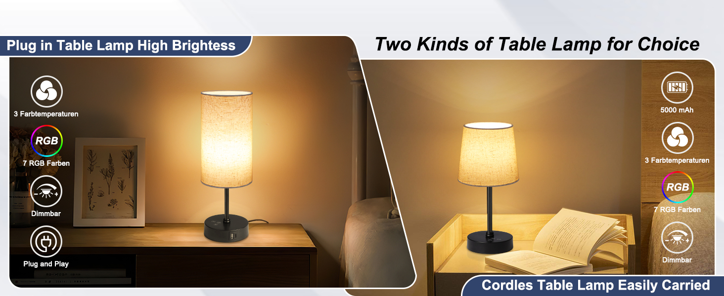 Ascher 2 Pack Table Lamp RGB Color Chang... 16 two kinds of table lamp