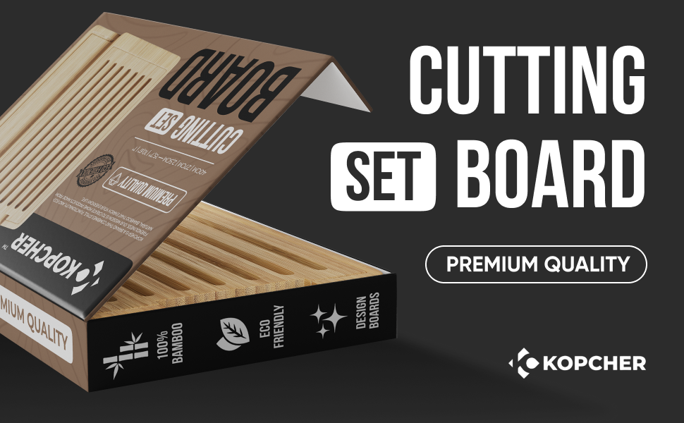 Brand KOPCHER - Cutting Board set of 2: bamboo cutting board and bread board in gift box