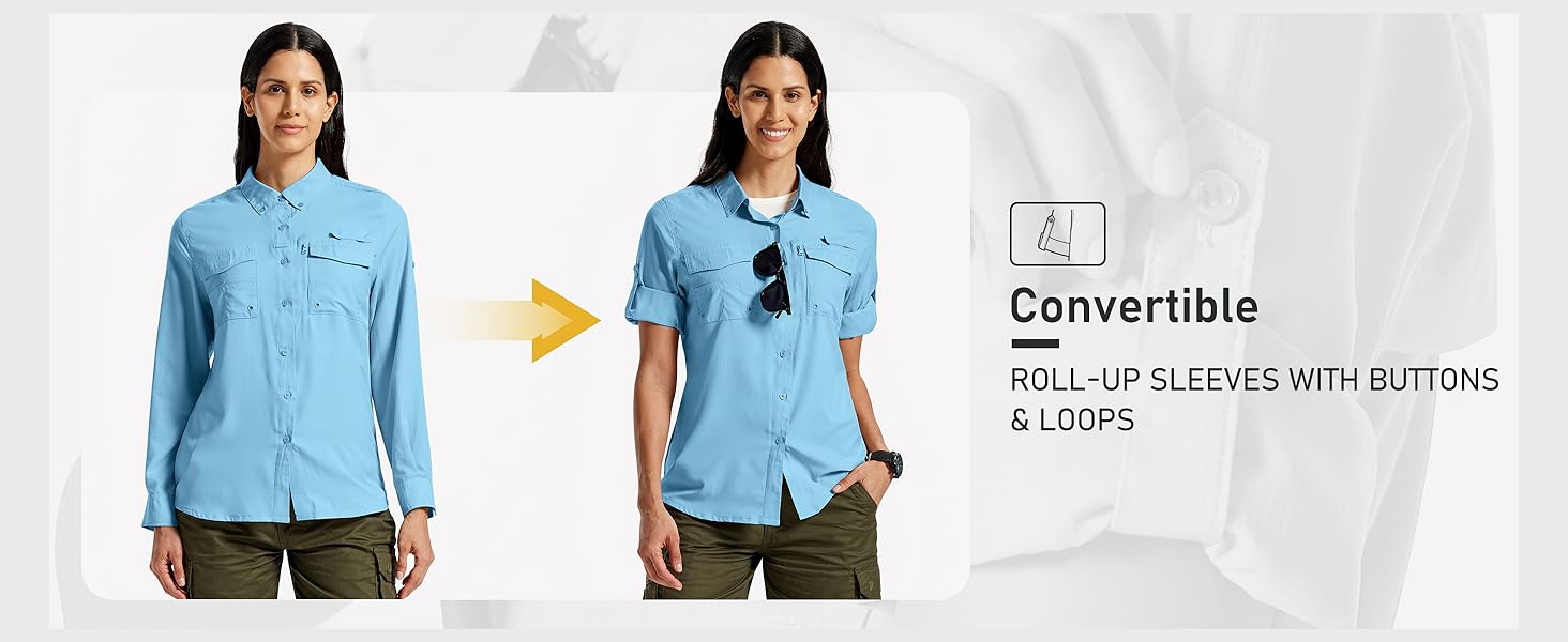 MoFiz Womens UPF 50+ UV Sun Protection Safari Shirts