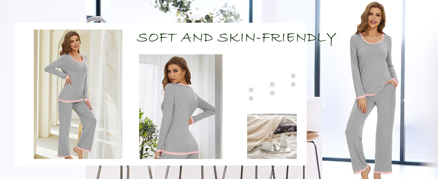 The loungewear set for women is lightweight, breathable, skin-friendly, soft, durable and stretchy
