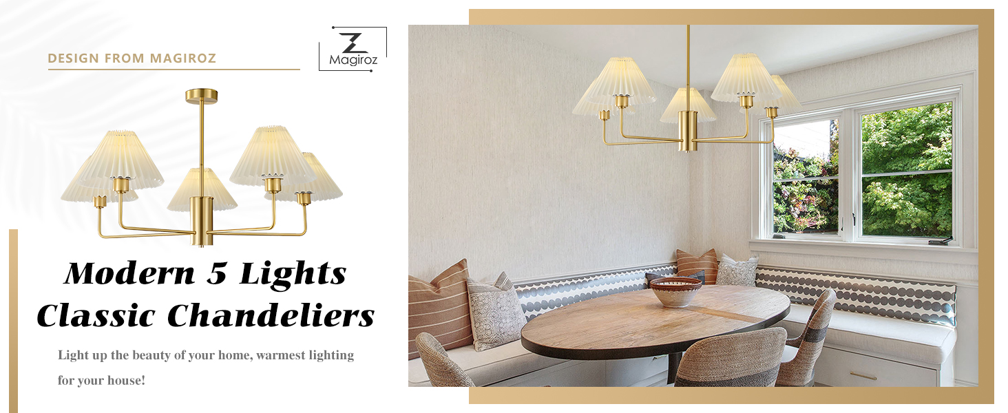 5 Lights Gold Chandelier Light Fixture