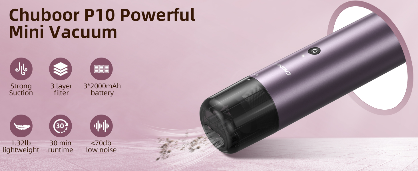 Chuboor Mini Vacuum, Powerful Car Vacuum Cordless