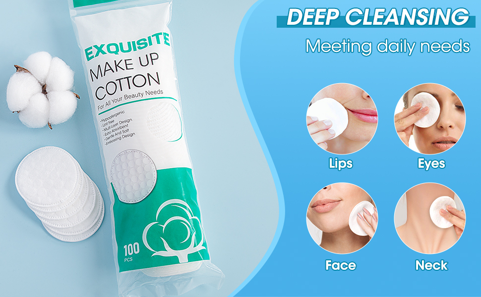 krofaue 300PCS Round Cotton Pads for Face LintFree Cotton