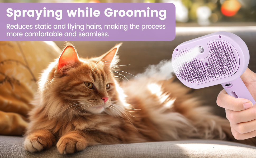 Cat Steam Brush for Shedding, Dog Brush for Long & Short