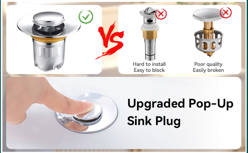 Sink Plug Pop Up replacement,Drain Strainer For 3040 mm Universal