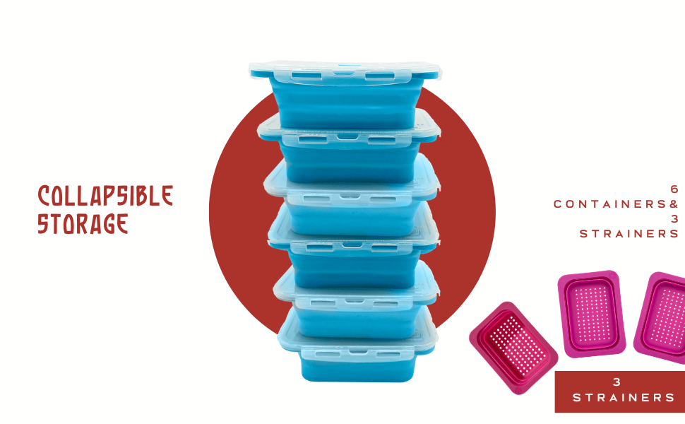 Silicone Collapsible Food Storage Containers (6Pack