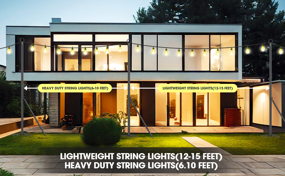 String Light Pole, Heavy Duty Light Poles for Outside with Side support