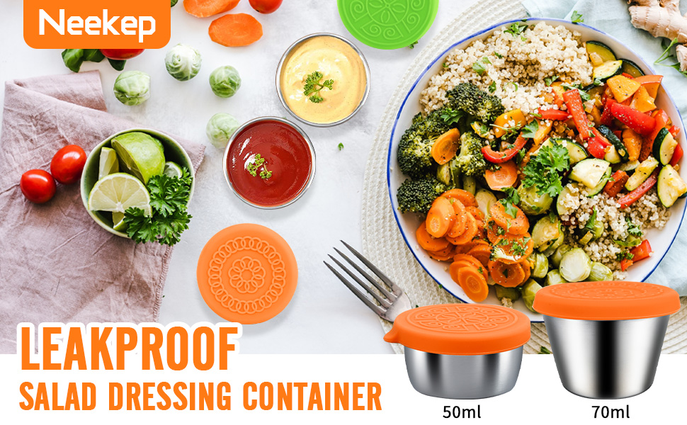 6 Packs Salad Dressing Container Leak Proof, 1.7oz / 50ml Foodgrade
