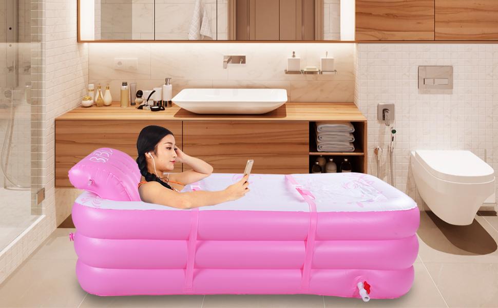 Inflatable Portable Bathtub, Inflatable Bath Tub for Adult Home Spa and Hot Bath and Ice Bath