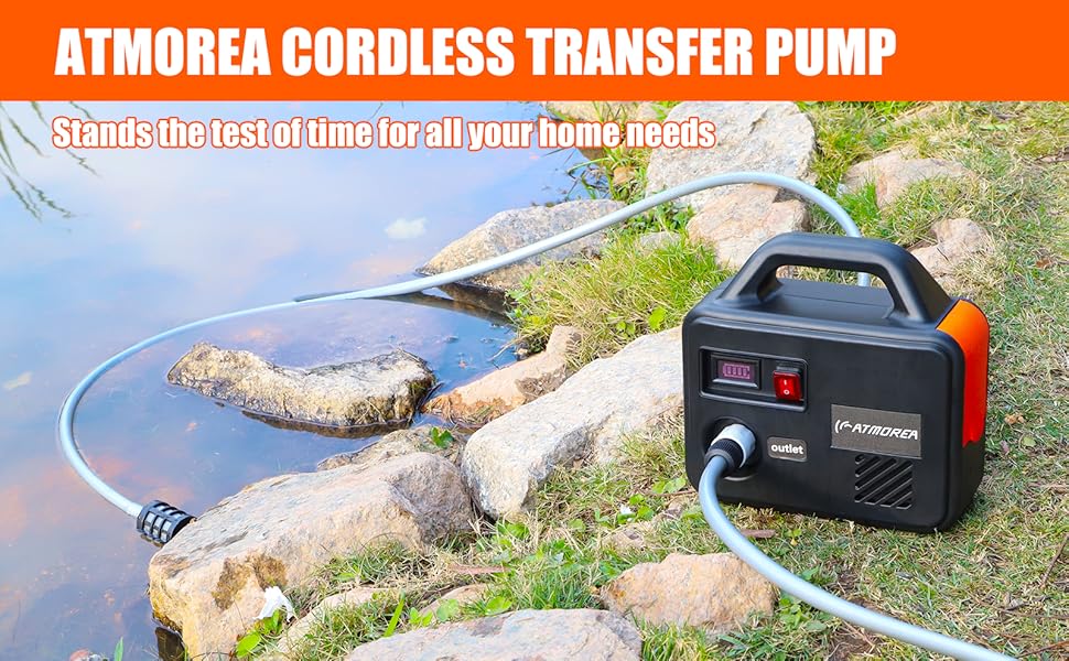ATMOREA Cordless Water Transfer Pump 20V Battery 200GPH Portable Electric Utility