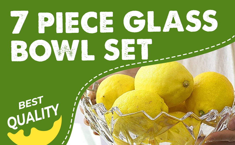SG Traders 7 Piece Trifle Bowl Set Decorative Bowl Crystal Glass Fruit