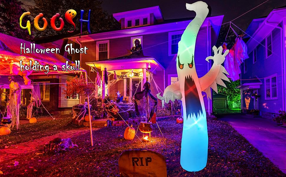 GOOSH 12 FT Halloween Inflatables Red Eye Ghost with
