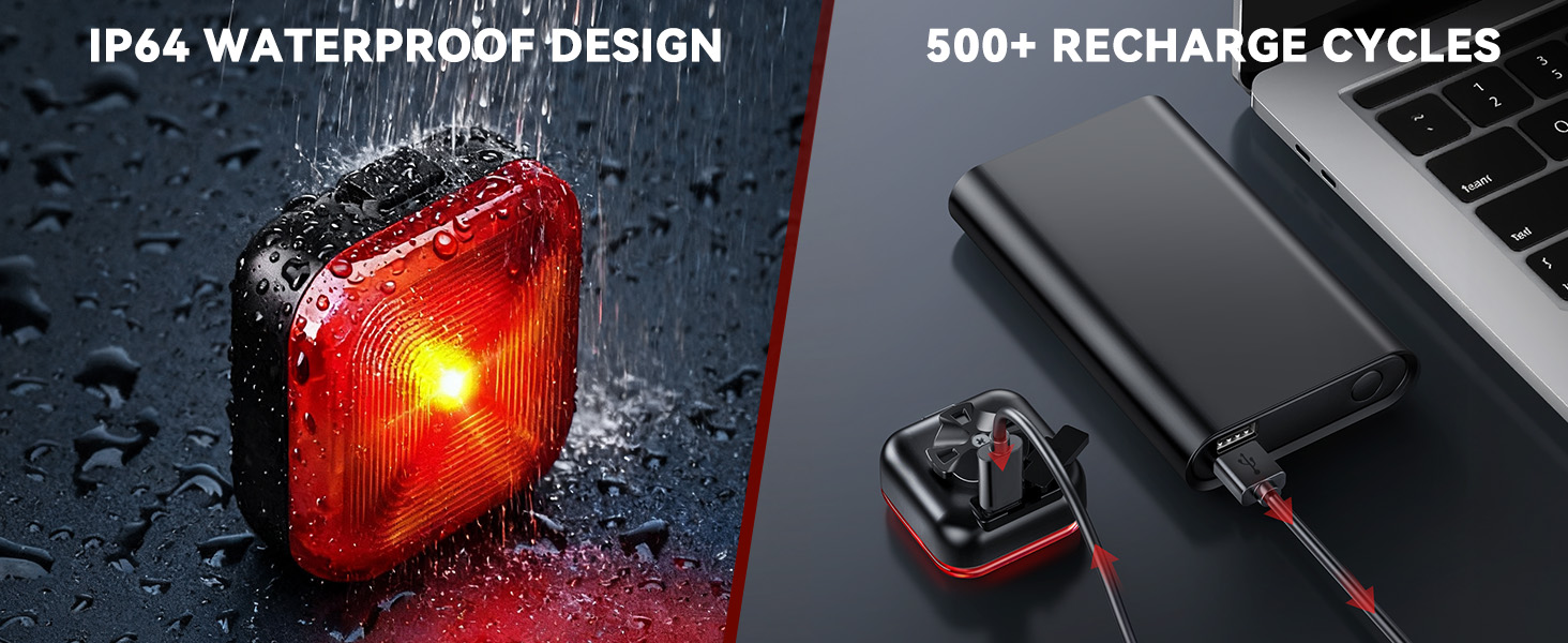 IP64 WATERPROOF DESIGN &amp; 500+ RECHARGE CYCLES