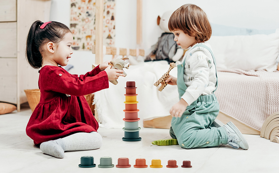 SYNPOS 7 PCS Stacking & Nesting Circle Toy, Stacking