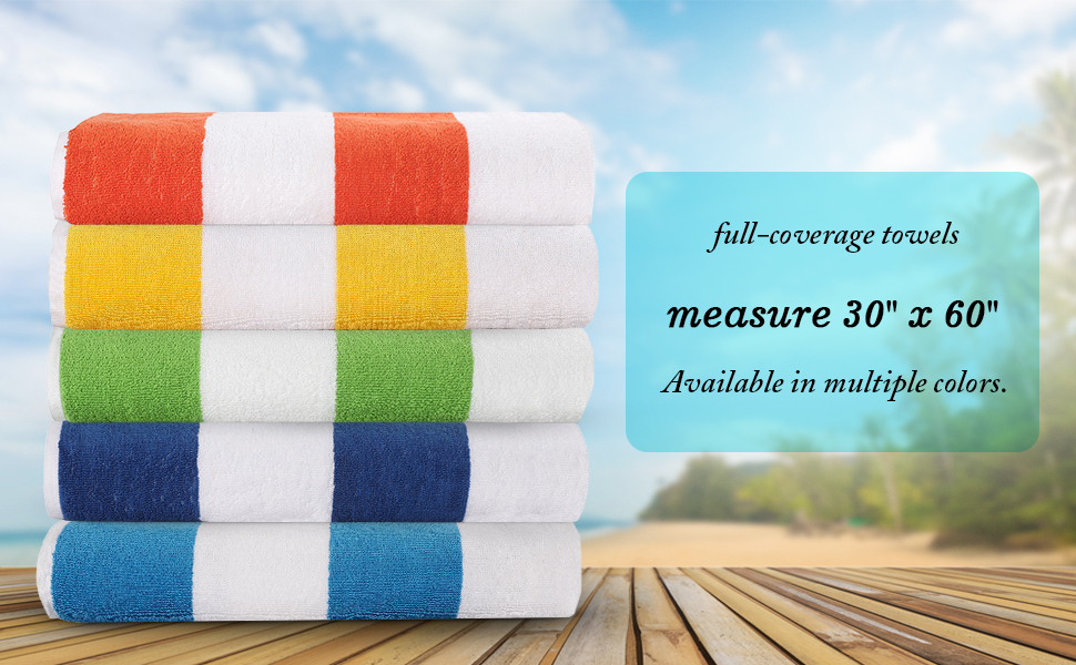 Urban Villa Cabana Stripe Beach Towel 4 Pack 30x60 Inches
