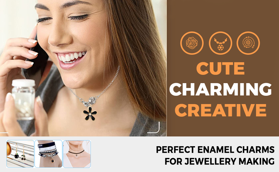 MAYCREATE Metal Palay 30Pcs Enamel Charms For Jewellery Making Assorted