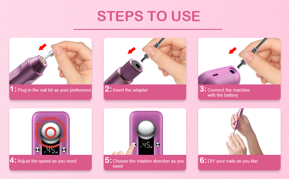 Nail Drill Set ネイルマシン ピンク Electric Nail Drill