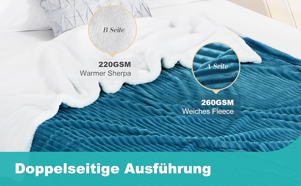 Streifen Sherpa Fleece Decke