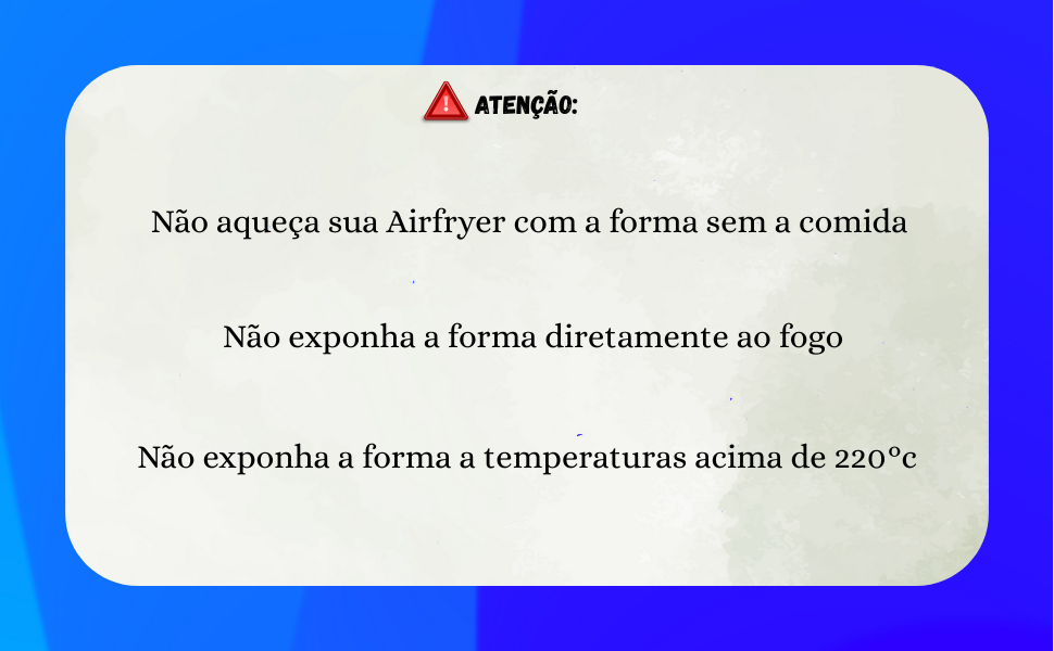 Avisos de segurança sobre o uso da forma de papel na Air Fryer