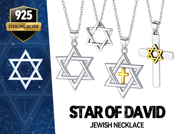 star of dacid necklace for men women sterling silver jewelry