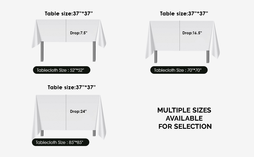 FURNLIK EVENTSDECO Square Tablecloth White Polyester Table