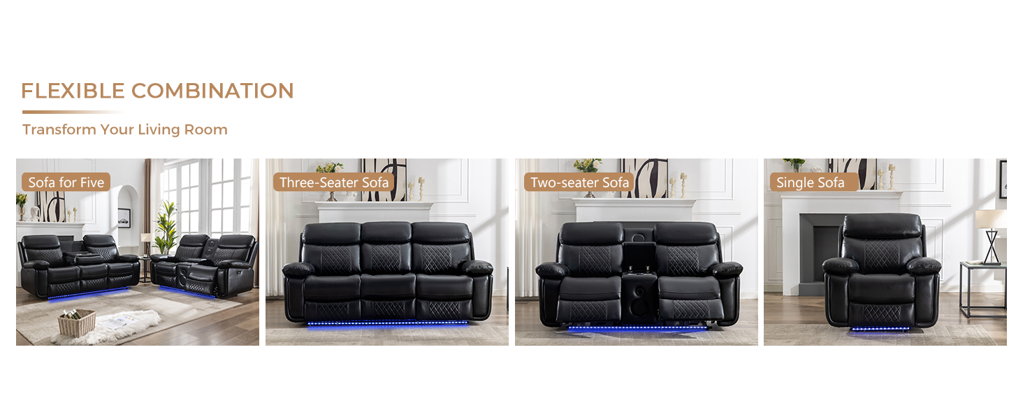 Power loveseat Recliner Couch with Bluetooth Speakers, Faux