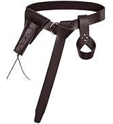 CALFOVERA 3PCS Medieval Renaissance Waist Belt Sword Sheath Frog Case Viking PU Leather Sword Hol...