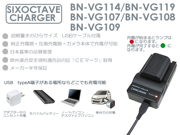 Amazon.co.jp: [str] BN-VG114 バッテリー＆充電器 AA-VG1