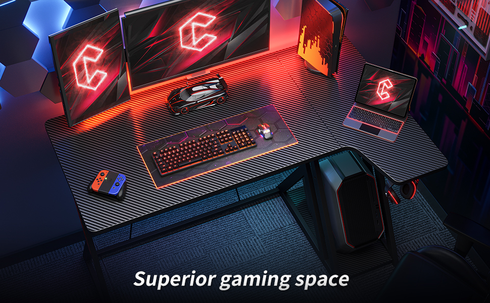 CubiCubi Aurora Gaming Desk with Carbon Fiber Surface, 55