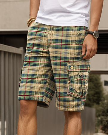 plaid cargo shorts mens shorts casual