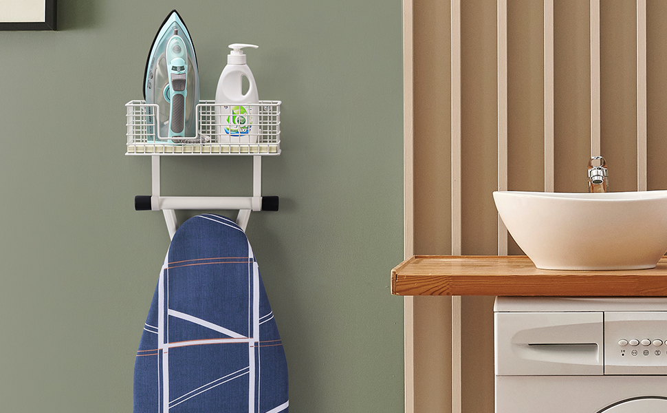 Iron Hanger White Iron Board Holder Wall Mount Ironing Holder with