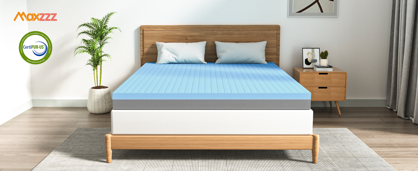 Maxzzz 4 Inch Mattress Topper Twin, Gel Memory Foam Mattress Topper & Bamboo Charcoal Foam