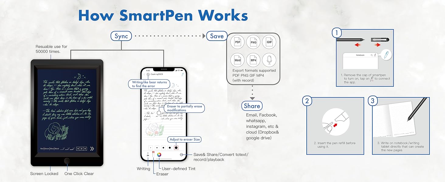 digital notebook with pen