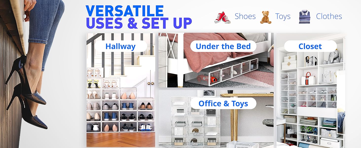 FINESSY 48 Pack Clear Shoe Storage Boxes Shoe Organizer