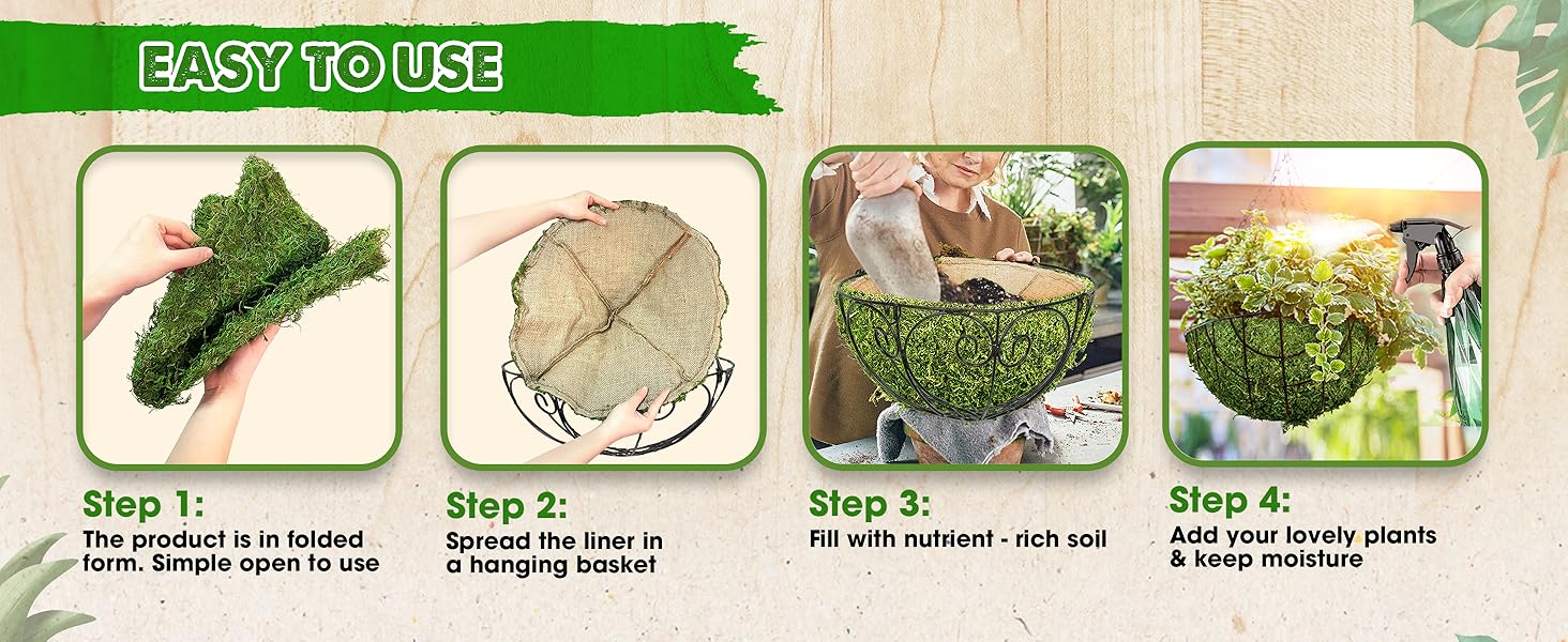 Duspro 2Pcs 14" Moss Basket Liner for Plants, Pot Liners