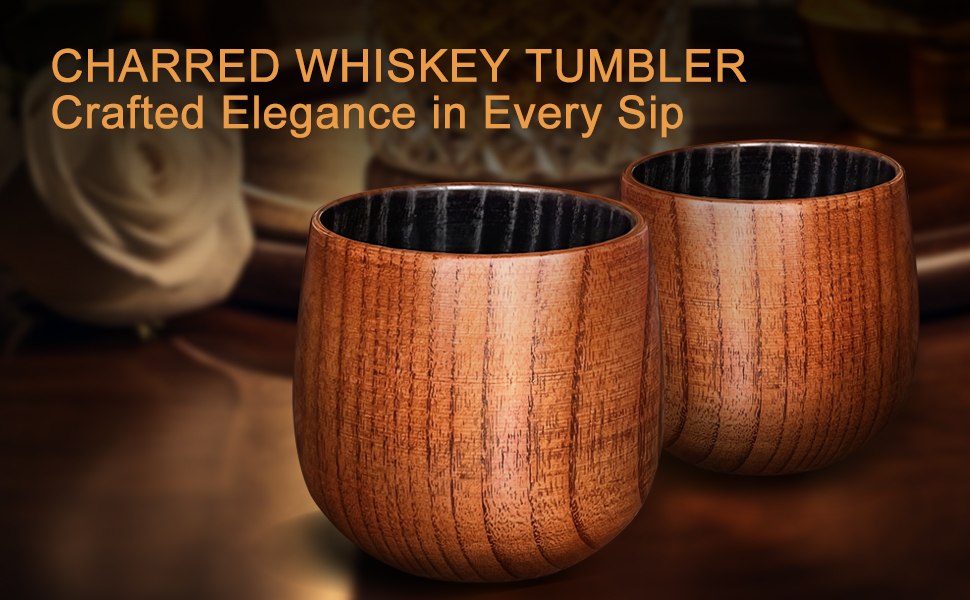 The Original Wooden Bourbon Drinking Glass Bourbon Gifts for Men Finished Wooden Old Fashioned Glass