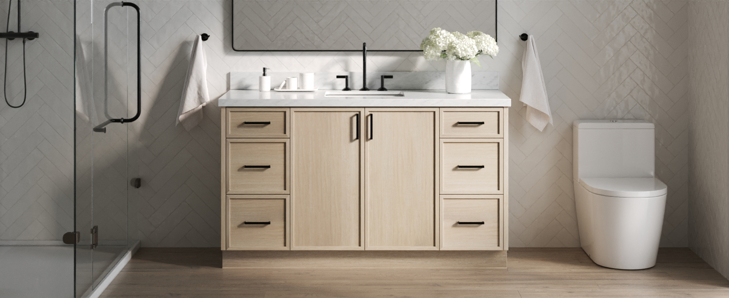 ARIEL 60'' Bathroom Vanity with Sink, American White Oak