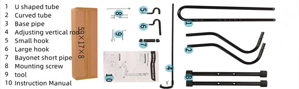 Bicycle parking rack package contains item details