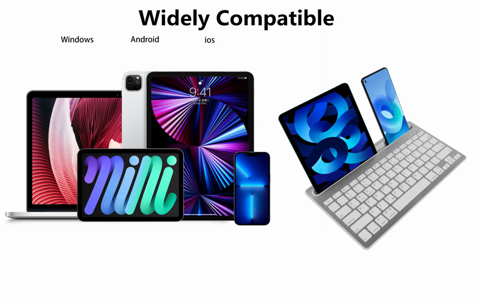 Ultra Slim Bluetooth Keyboard with Stand Slot,Portable Bluetooth