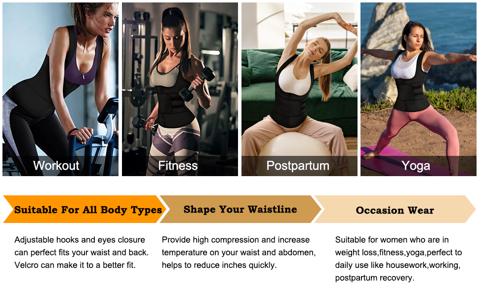 Ursexyly Women Sweat Vest Waist Trainer Trimmer Belt Weight Loss Hot Sauna Suit Zipper Workout