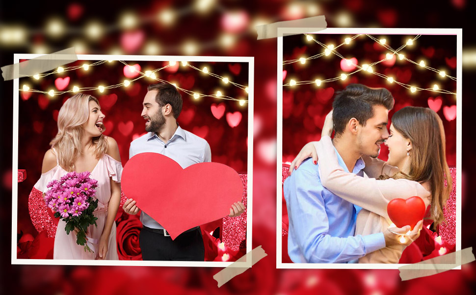 Rose Bokeh Glitter Red Love Heart Theme Photo Backgrounds