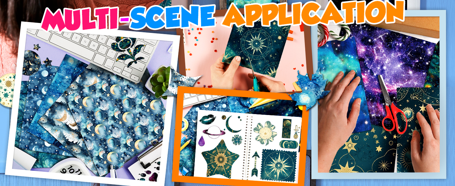 24 PCS Turquoise Starry Sky Scrapbook Paper